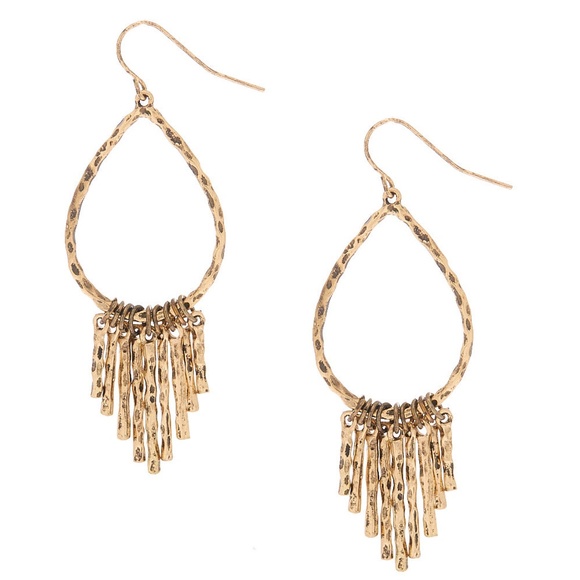 Claire's Jewelry New Gold 2 Hammered Teardrop Drop Earrings Nwt